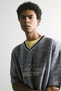 RETRO SOCCER JACQUARD EMBROIDERED SWEATSHIRT