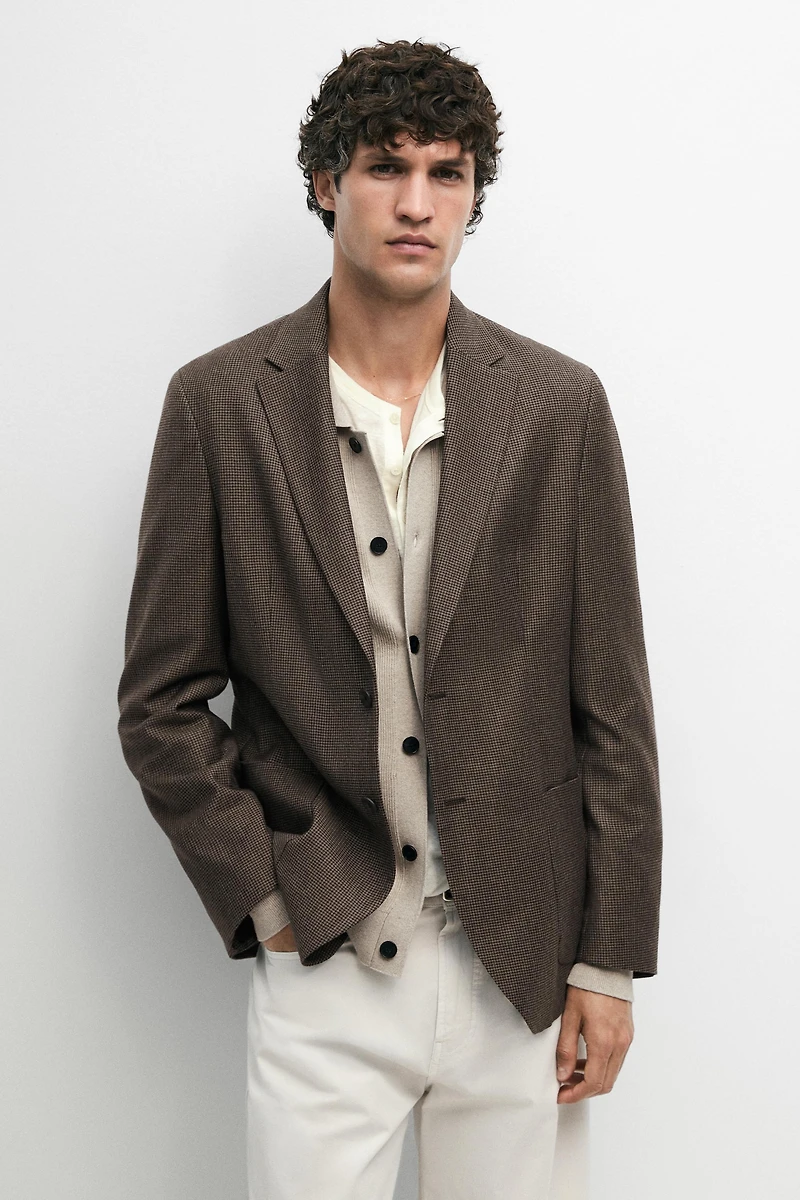 Wool-blend blazer with pocket details