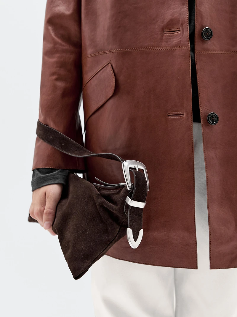Medium-sized split suede bag