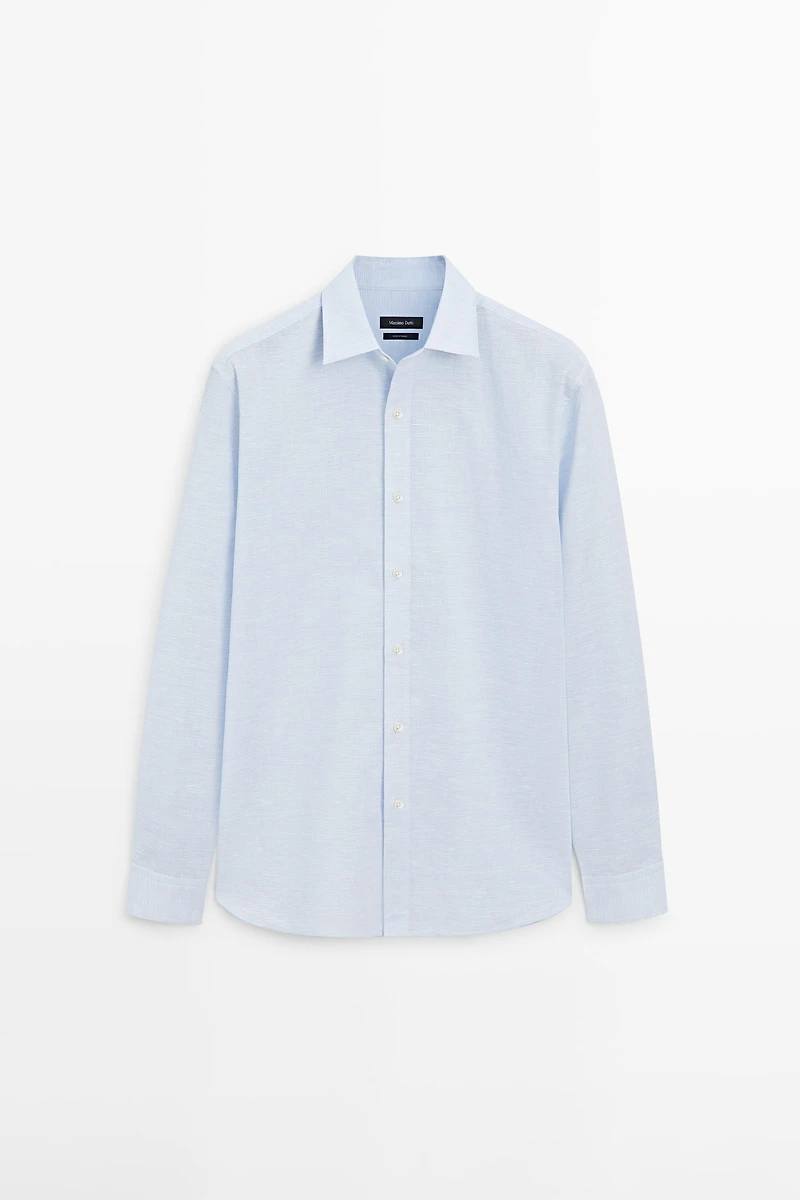 Regular fit linen blend shirt