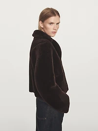 Short lambskin mouton jacket