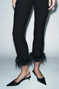 FLARE PANTS WITH FAUX FUR HEM