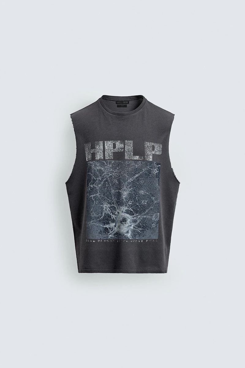 WASHED KNIT PRINTED TANK TOP