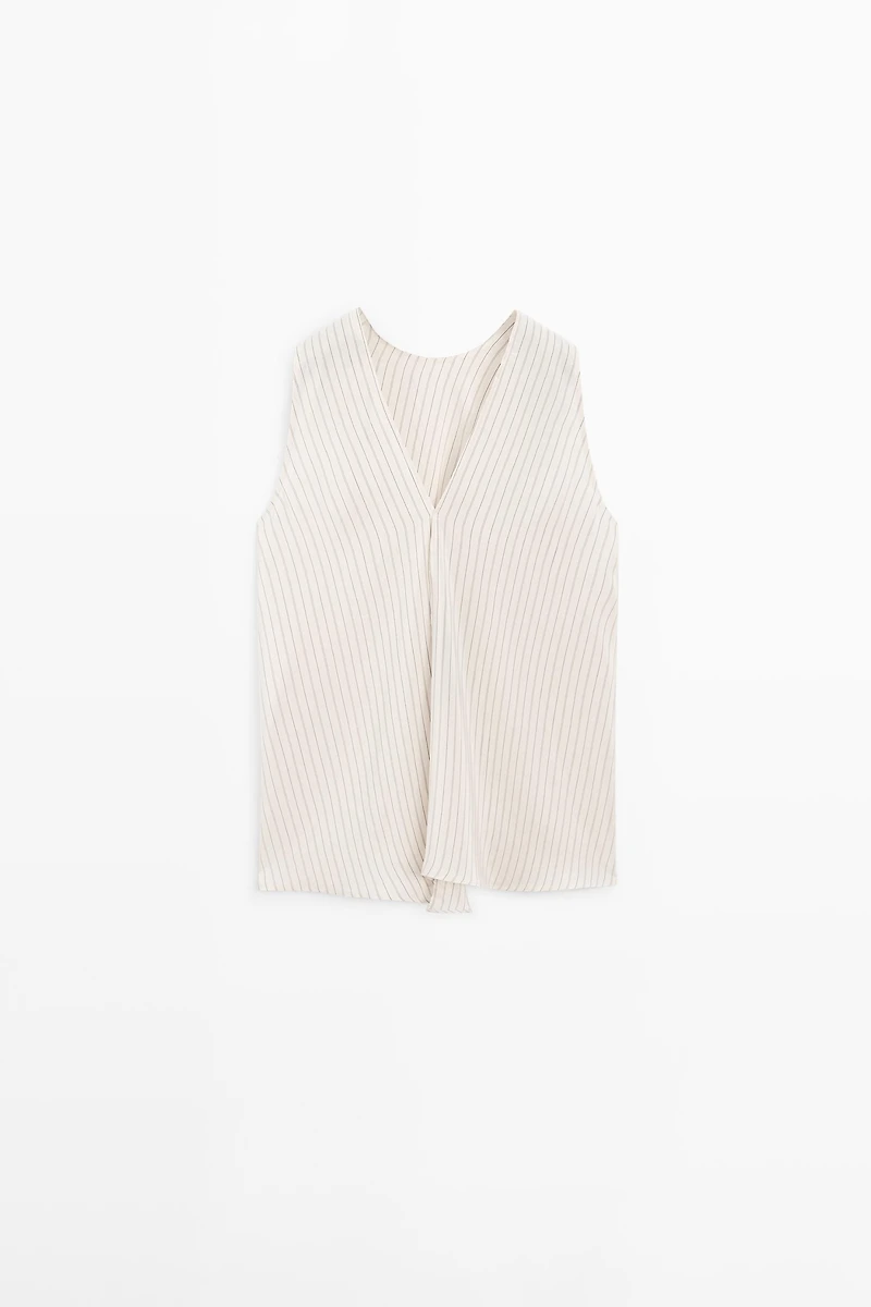 STUDIO flowing striped wrap top