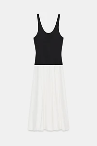 POPLIN CONTRAST MIDI DRESS