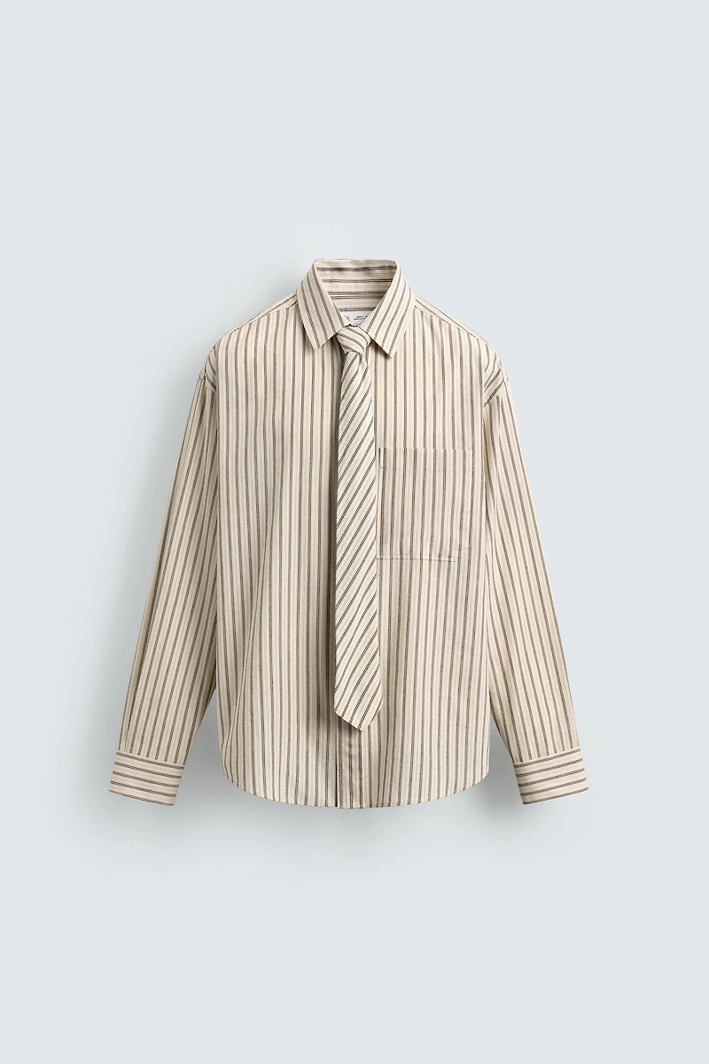 COMBINATION STRIPED SHIRT WITH TIE