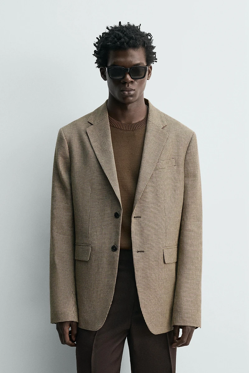 HOUNDSTOOTH LINEN-COTTON BLAZER