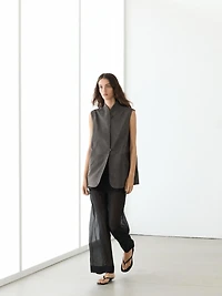 Leather waistcoat with velvety finish