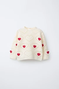 CROCHET KNIT HEART JUMPER