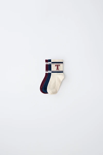 Three-Pack Varsity Striped Crew Socks