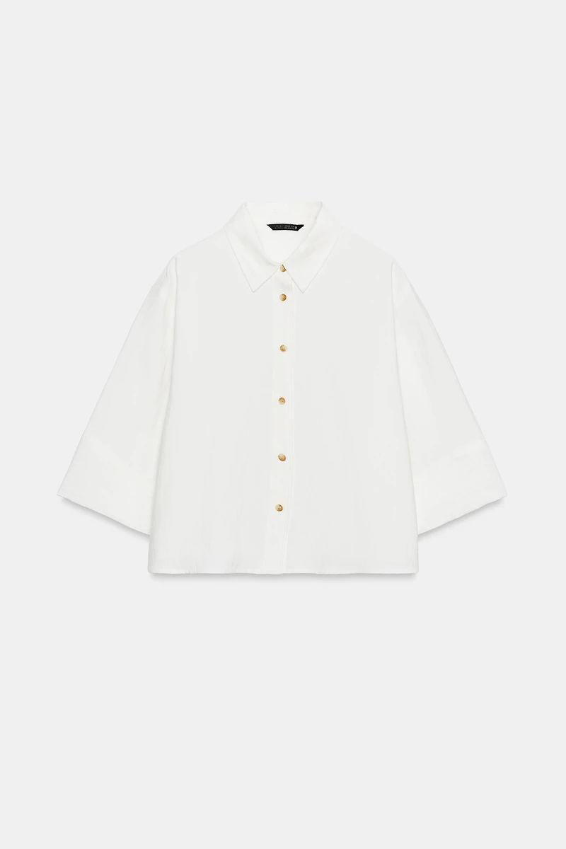 CROPPED SHIRT WITH WIDE SLEEVES