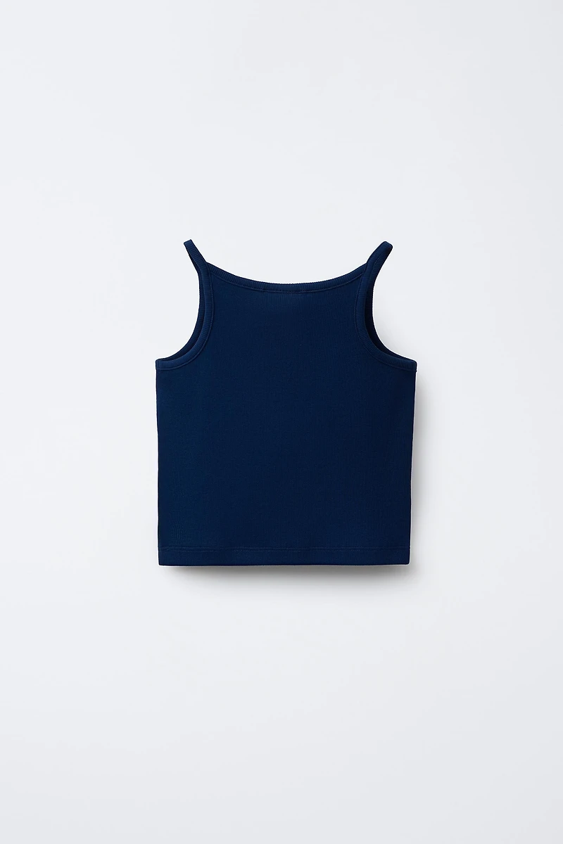 RIBBED TEXT TOP