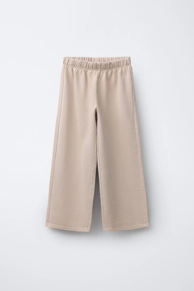 WASHED EFFECT WIDE LEG PANTS