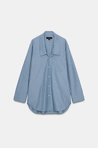 CHEMISE EN POPELINE RAYÉE COL BAS