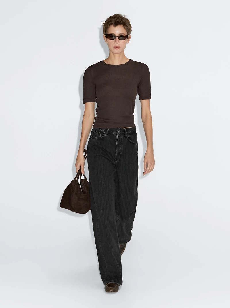 High-waist straight-leg jeans