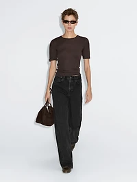 High-waist straight-leg jeans