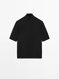 Short sleeve 100% wool knit sweater