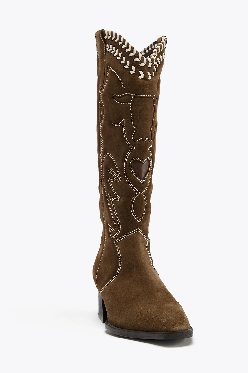EMBROIDERED LEATHER BOOTS