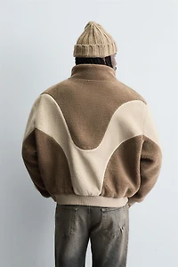 CONTRAST WELT FLEECE JACKET