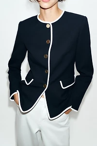 BLAZER À LISERÉS EN CONTRASTE