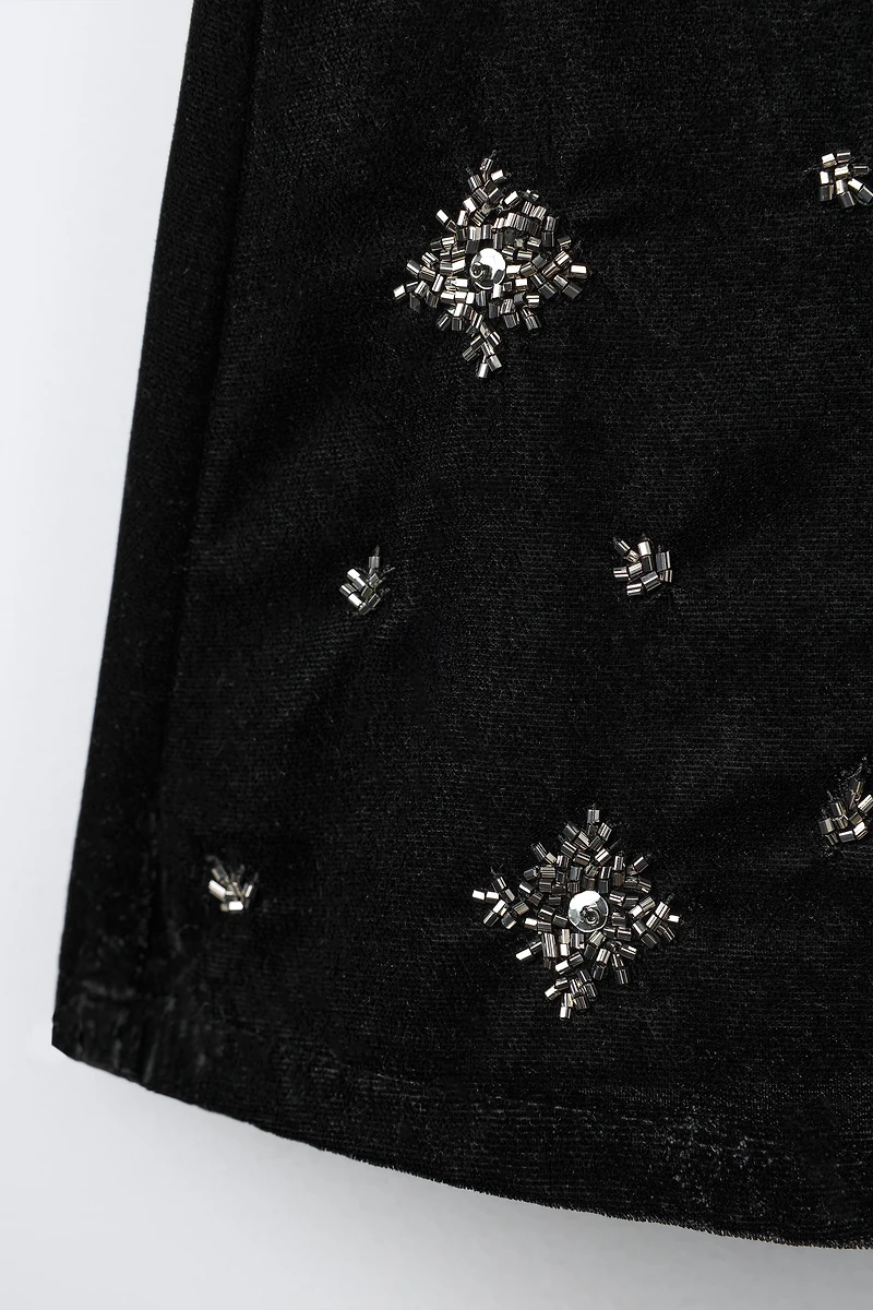 BEADED VELVET SHORTS