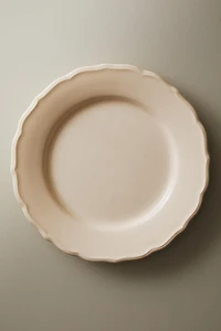 EARTHENWARE DINNER DISH WITH RAISED-DESIGN EDGE