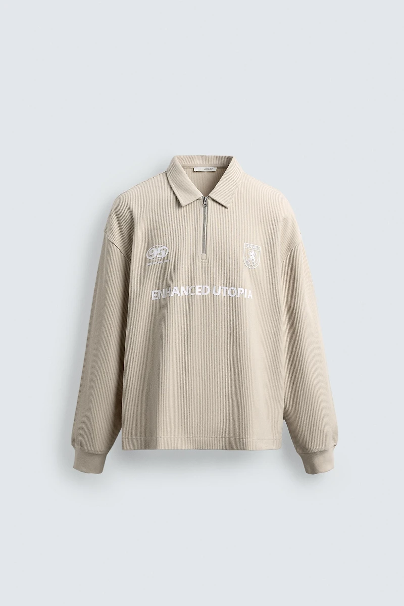 RIB KNIT TEXTURED POLO SHIRT