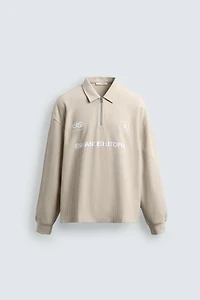 RIB KNIT TEXTURED POLO SHIRT
