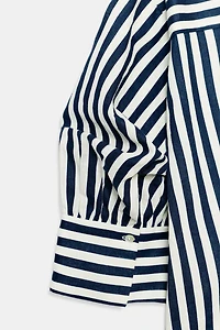 PUFF SLEEVE STRIPED LINEN SHIRT