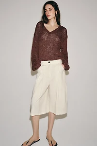 ZW COLLECTION STRIPED PLEATED SHORTS