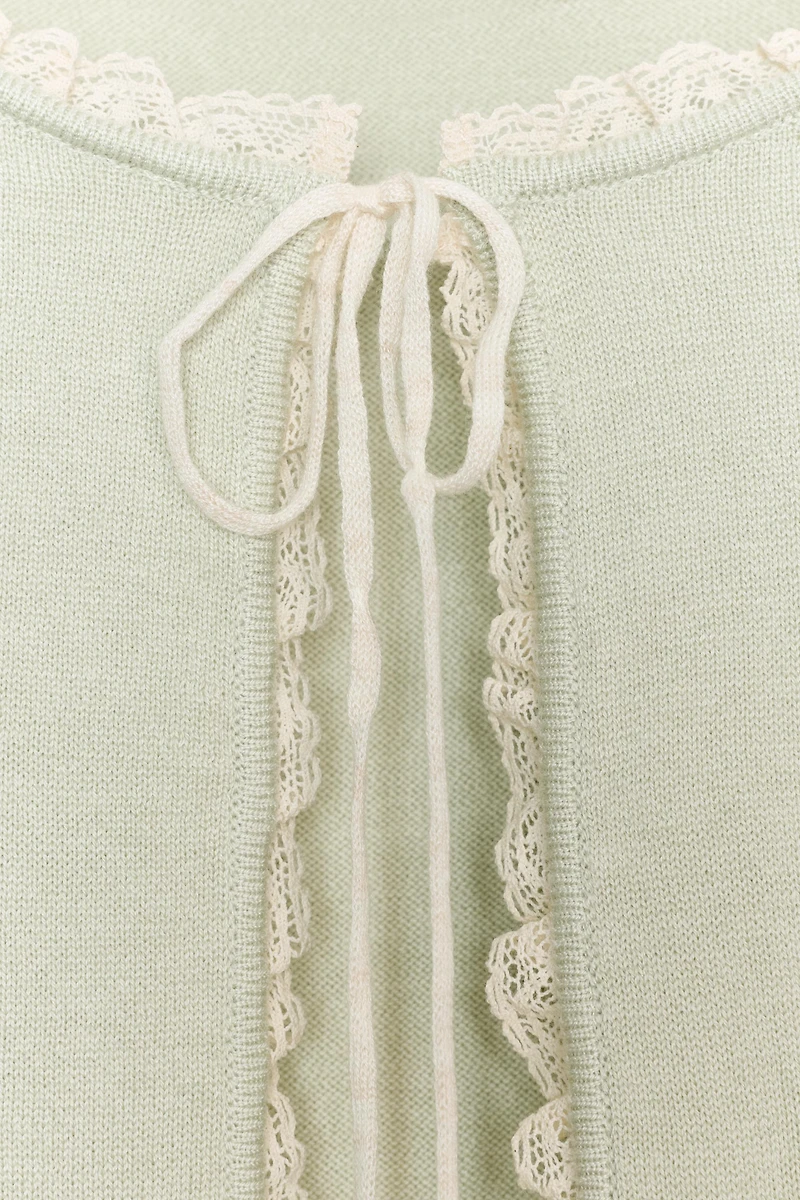 LACE BOW CARDIGAN