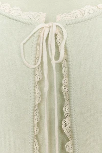 LACE BOW CARDIGAN