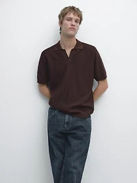 Pull polo en maille jacquard