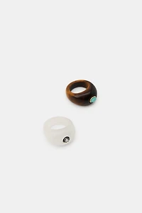2-PACK OF SHINY STONE RINGS