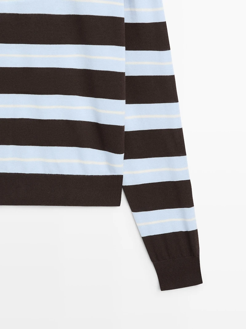 Striped cotton knit sweater