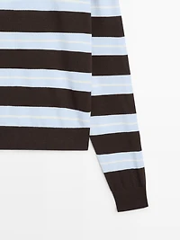 Striped cotton knit sweater