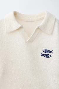 EMBROIDERED FISH POLO SHIRT