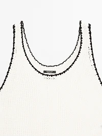 100% cotton strappy crochet top