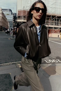 FAUX LEATHER BOMBER JACKET