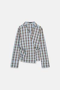 PLAID WRAP POPLIN SHIRT