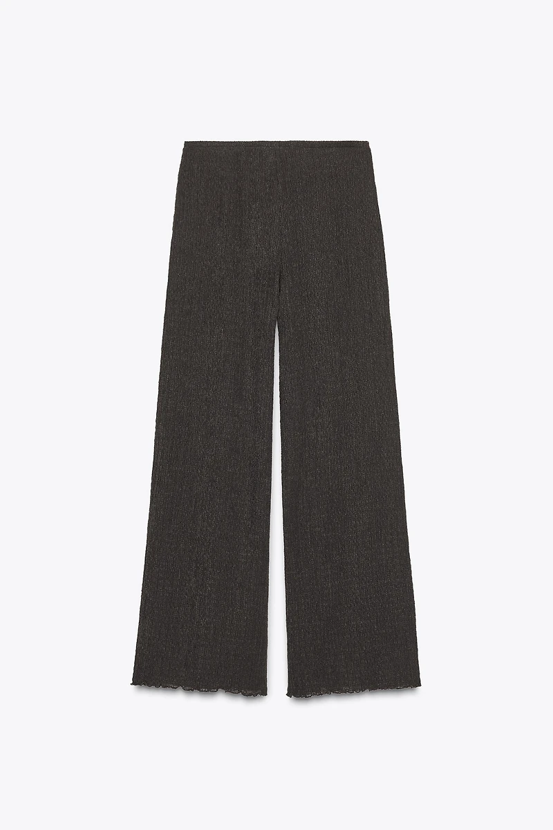 TEXTURED WIDE LEG PANTS