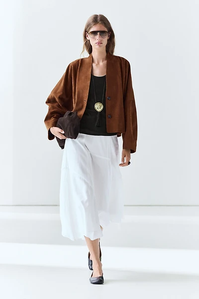 Flowing midi skirt with panel detail