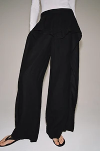 100% LINEN RUFFLE TROUSERS ZW COLLECTION