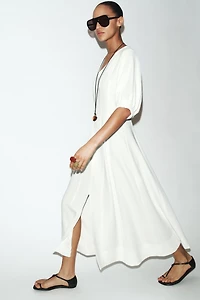 BALLOON SLEEVE MIDI DRESS