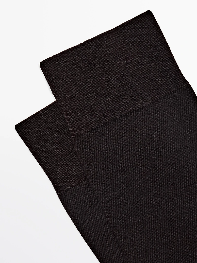 Plain wool blend knit socks
