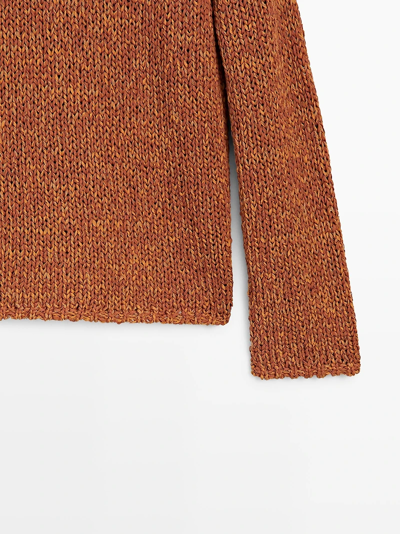 Cotton blend cutwork sweater