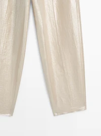 Pantalon fluide en lin métallisé