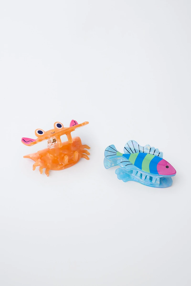 TWO-PACK FISH AND CRAB HAIR CLIPS