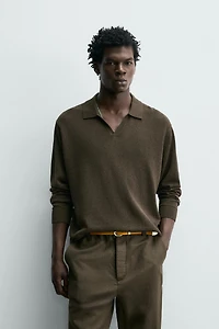 COTTON SILK KNIT POLO SHIRT