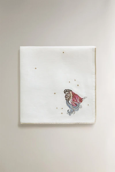SERVIETTE DE TABLE LIN BRODÉ VERSEAU | MARISA BERENSON